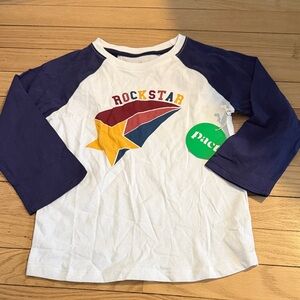 NWT Pact Organic Cotton Kids Long Sleeve Shirt - White and Blue size 8-9